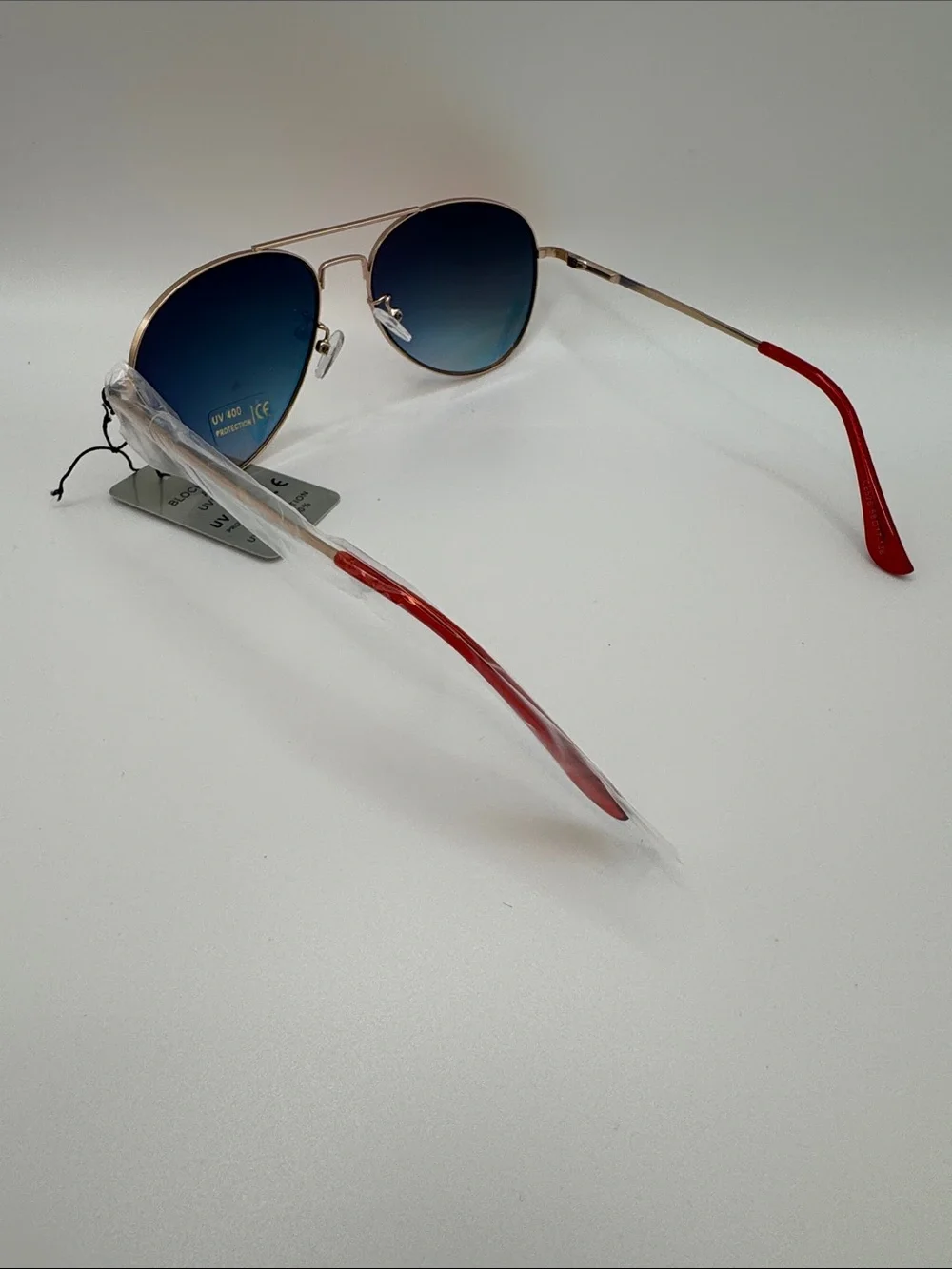 Red Gradient Aviator Sunglasses with Gold Frame